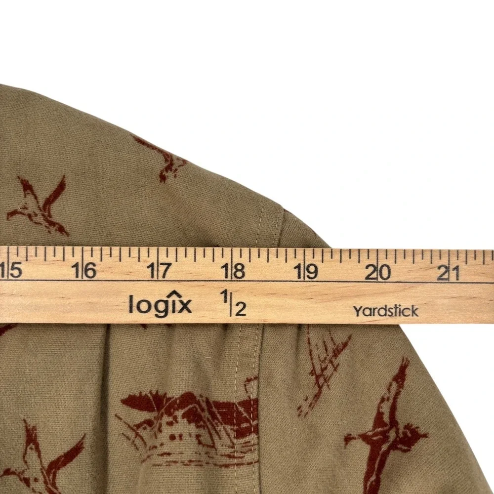 LL Bean Signature Slim Fit Chamois Jacket Geese Camo Quilted Lined Mens M 522077